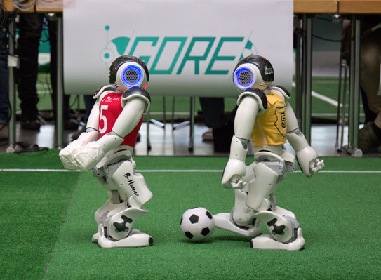 Fussballroboter in Aktion