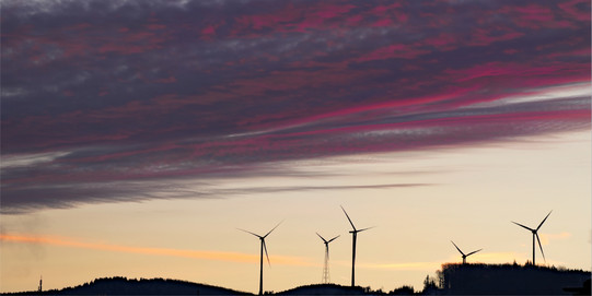 Wind turbines at sunrise