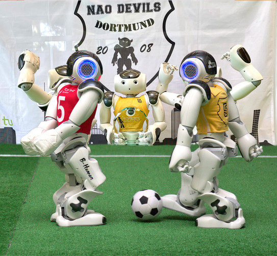 Fussballroboter in Aktion