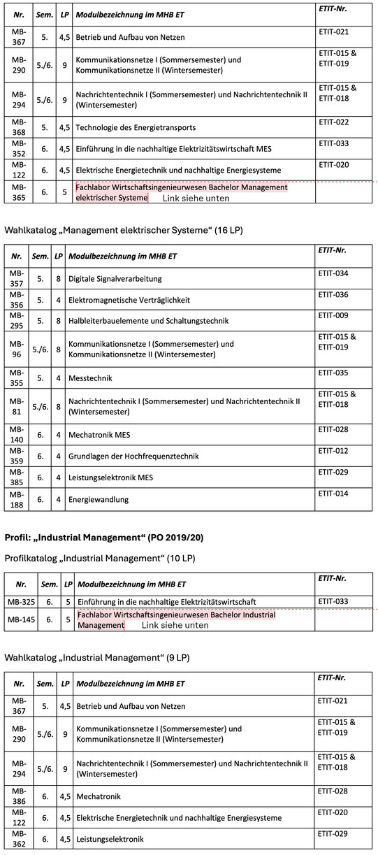 Module BA Wirtschaftingenieurswesen