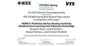 Urkunde Best Student Paper Award für Wissenschaftler des Lehrstuhls für Kommunikationsnetze